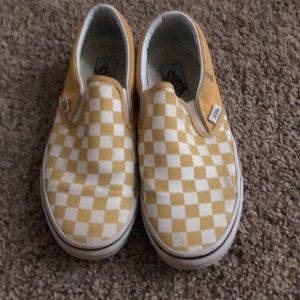 Mustard yellow checkered Vans
